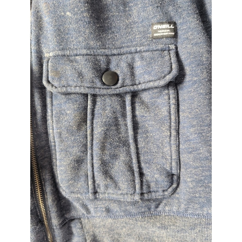 O'Neil Jacket Men's M Sherpa Fleece Hoodie Navy Full Zip Surf Skater Pockets Vtg - Picture 3 of 16